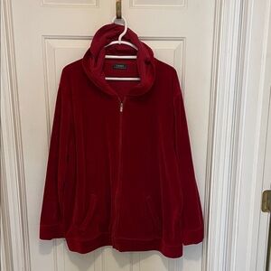 Lauren Ralph Lauren Crimson Velour Hoodie